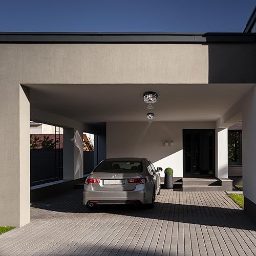 Miniatura 8 de CALOKES Lámpara de techo empotrada con sensor de movimiento para exteriores, elegante exterior redondo con vidrio transparente semillado, perfecta