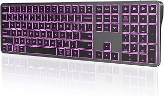 seenda Backlit Bluetooth Keyboard for Win & Mac, Multi-Device Slim Rechargeable Keyboard, Backlit Wireless Keyboard Compatible for Win 8/10, Laptop, Tablet, MacBook Air/Pro, iPad - Black Gray