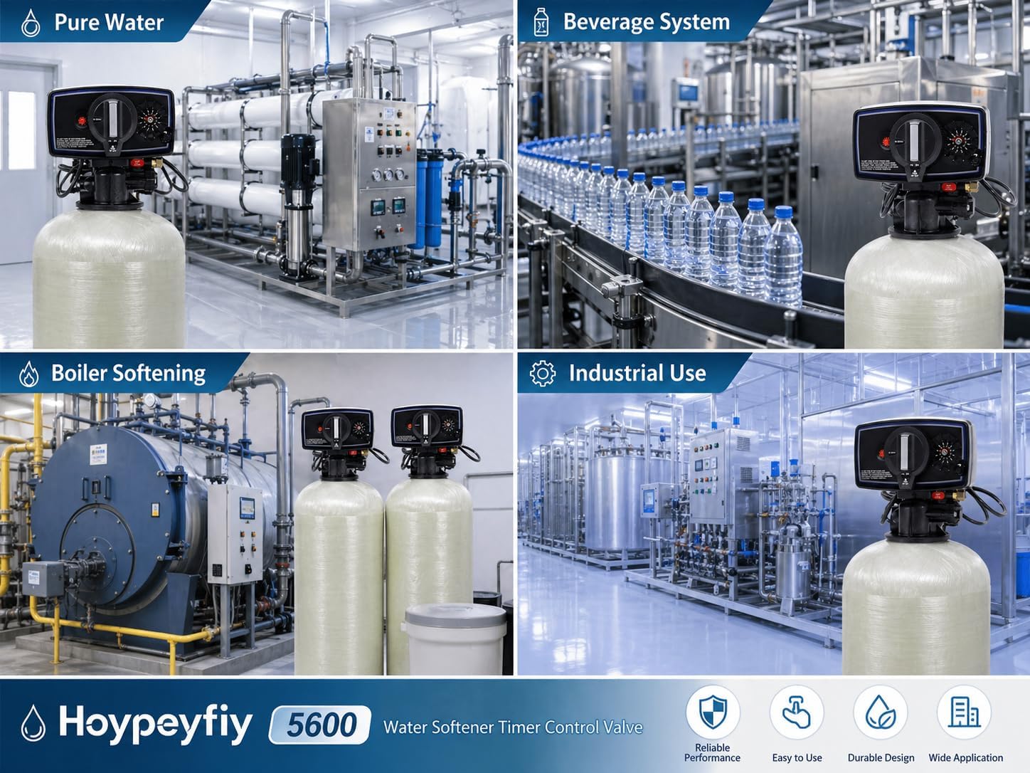 Hoypeyfiy 5600 Water Softener Timer Control Valve, 12-Day Timer Valve for 9"-11" Fine Thread Water Softener Resin Tank, Whole House Water Softener System Replacement