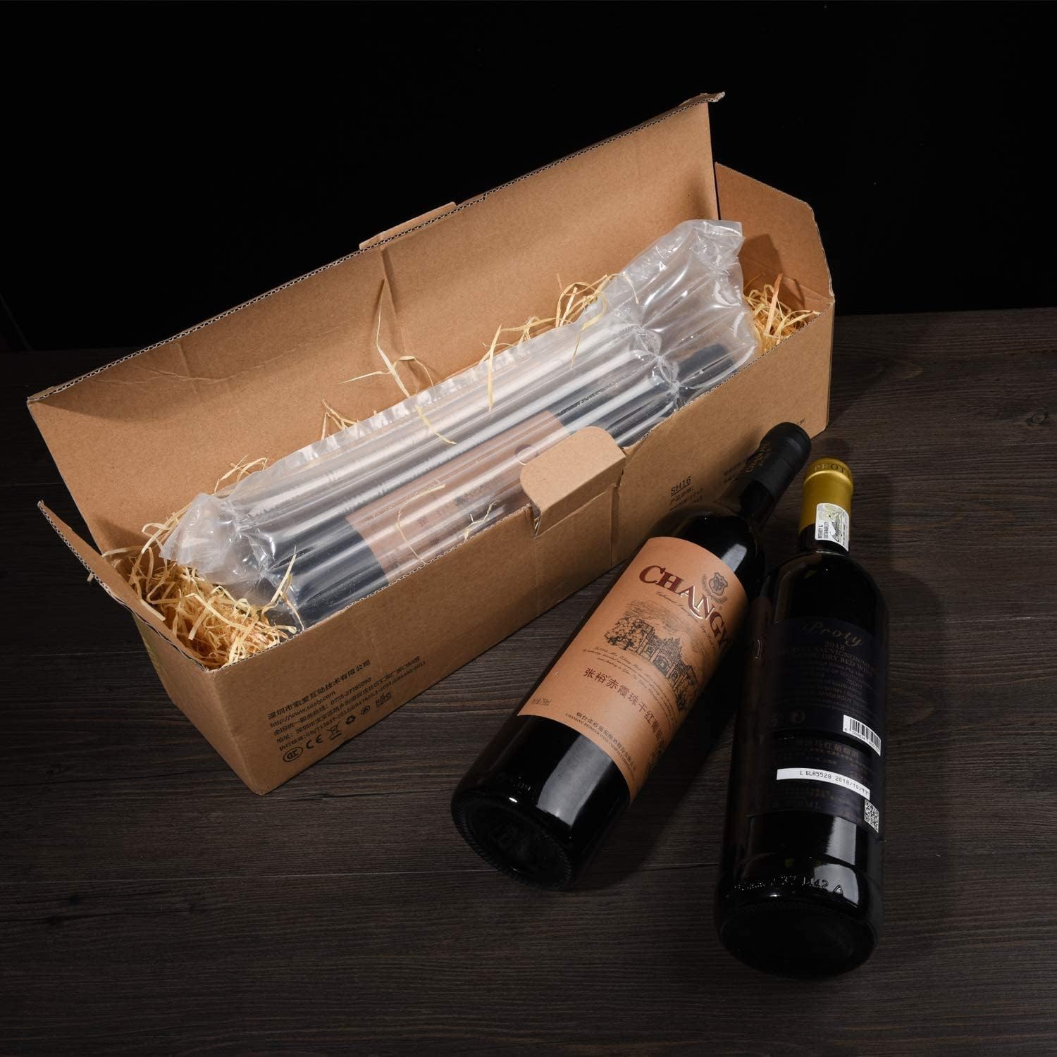 Lot de 10 protections pour bouteilles de vin et sacs gonflables avec pompe à air