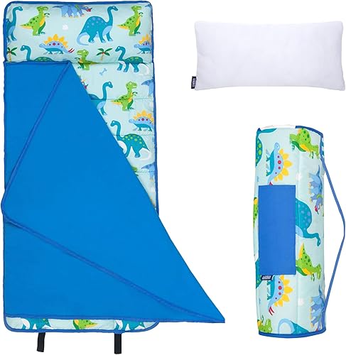 Wildkin Tapete de microfibra para siesta de 43 pulgadas con almohada reutilizable para niños y niñas, ideal para guardería y preescolar, tapete de