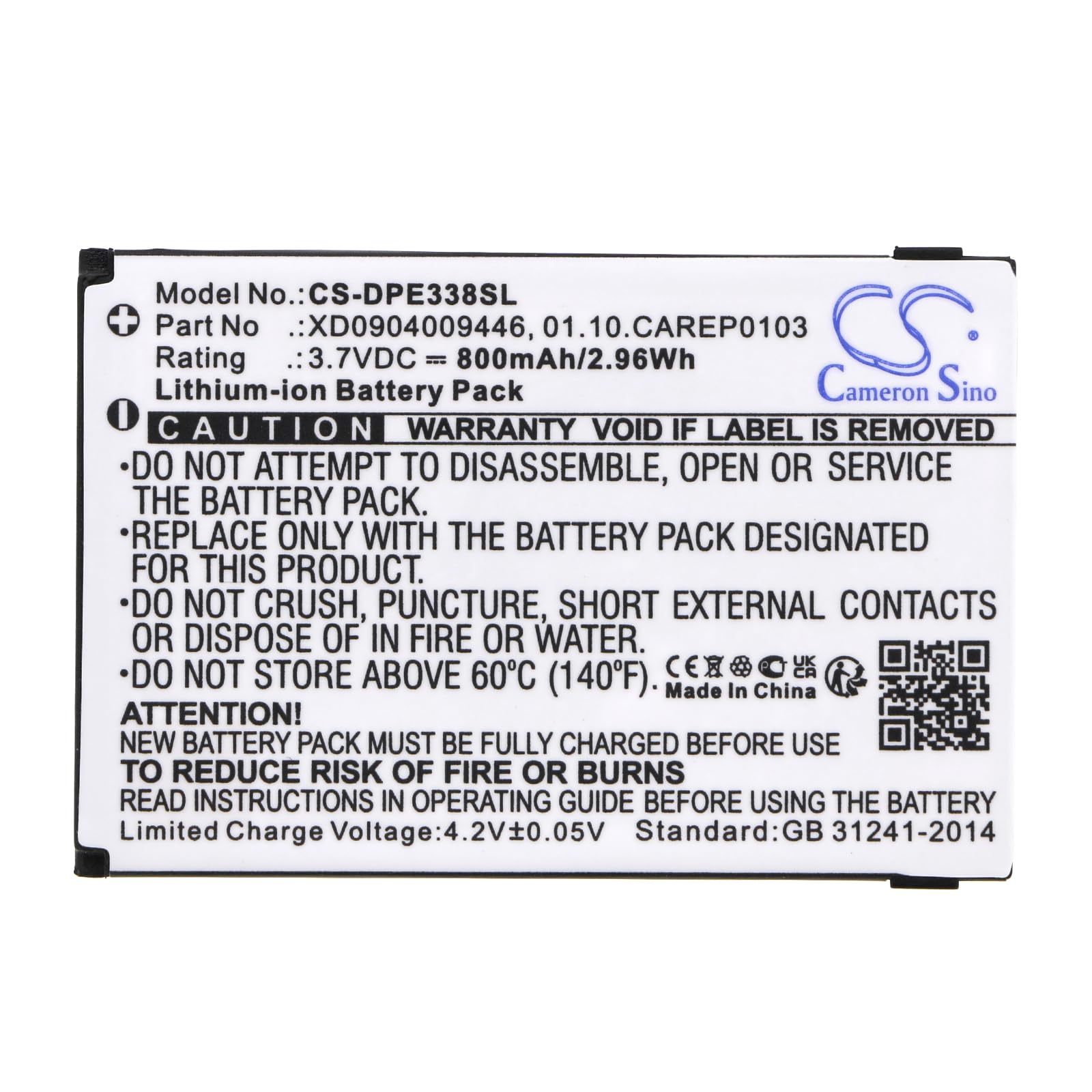 Batteria Li-Ion Per Doro PhoneEasy 409GSM, 3,7V - 800mAh, Compatibile, Dimensioni 44x39x5,5mm