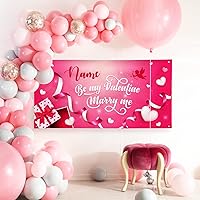 Vista 160 de Cartel de fondo personalizado para el día de San Valentín, decoración de San Valentín, letrero de vinilo con texto en inglés "Be My Valentine