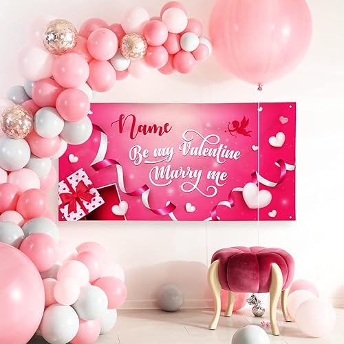 Miniatura 160 de Cartel de fondo personalizado para el día de San Valentín, decoración de San Valentín, letrero de vinilo con texto en inglés "Be My Valentine