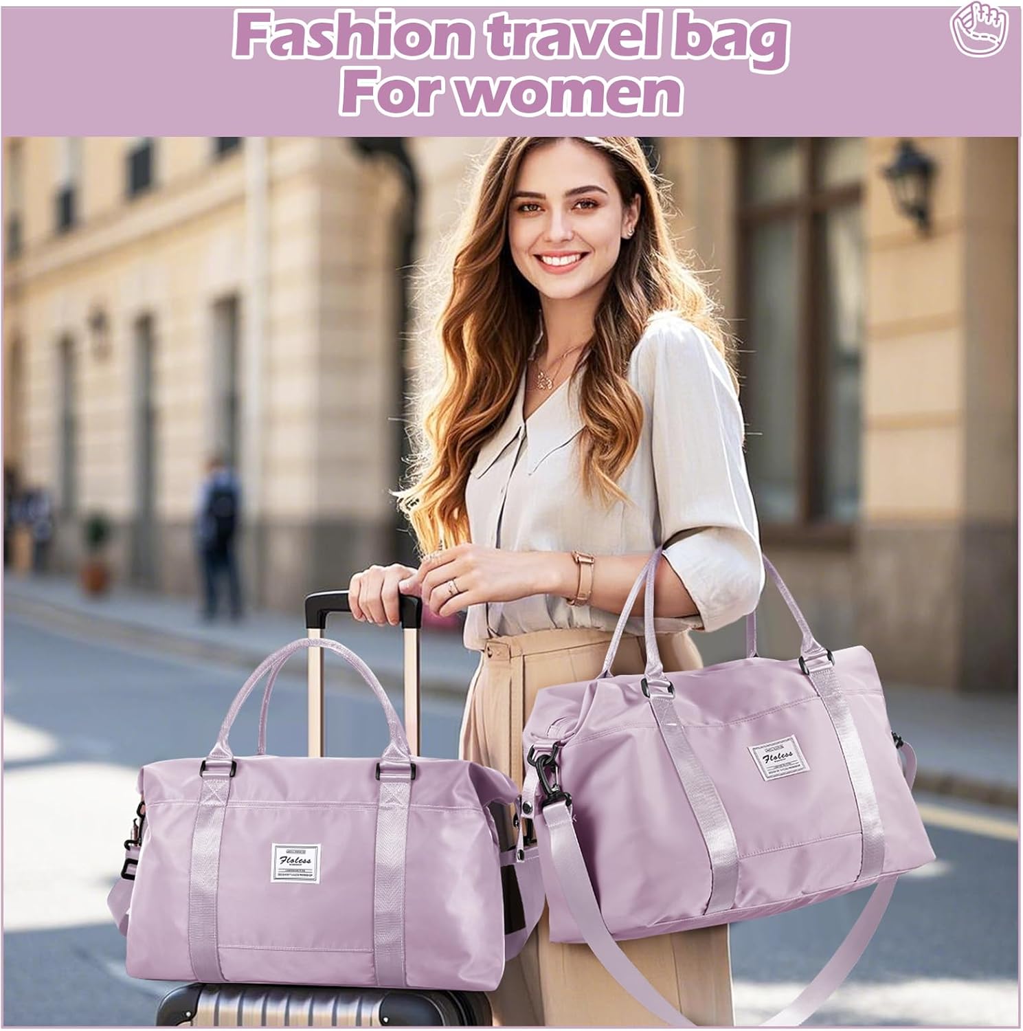 Small Gym Bag for Women, Purple Stylish Duffle Travel Bag for Plane, Lightweight Duffle Bag for Women, Sport Gym Tote Bag with Wet Pocket for Yoga, Pilates, Swimming - Image 8