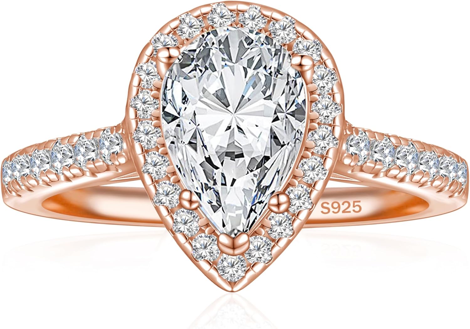 1.5/2/3CT 925 Sterling Silver Engagement Rings for Women Pear Cut Cubic Zirconia Wedding Rings for Women Promise Rings for Her Size 4-12.5