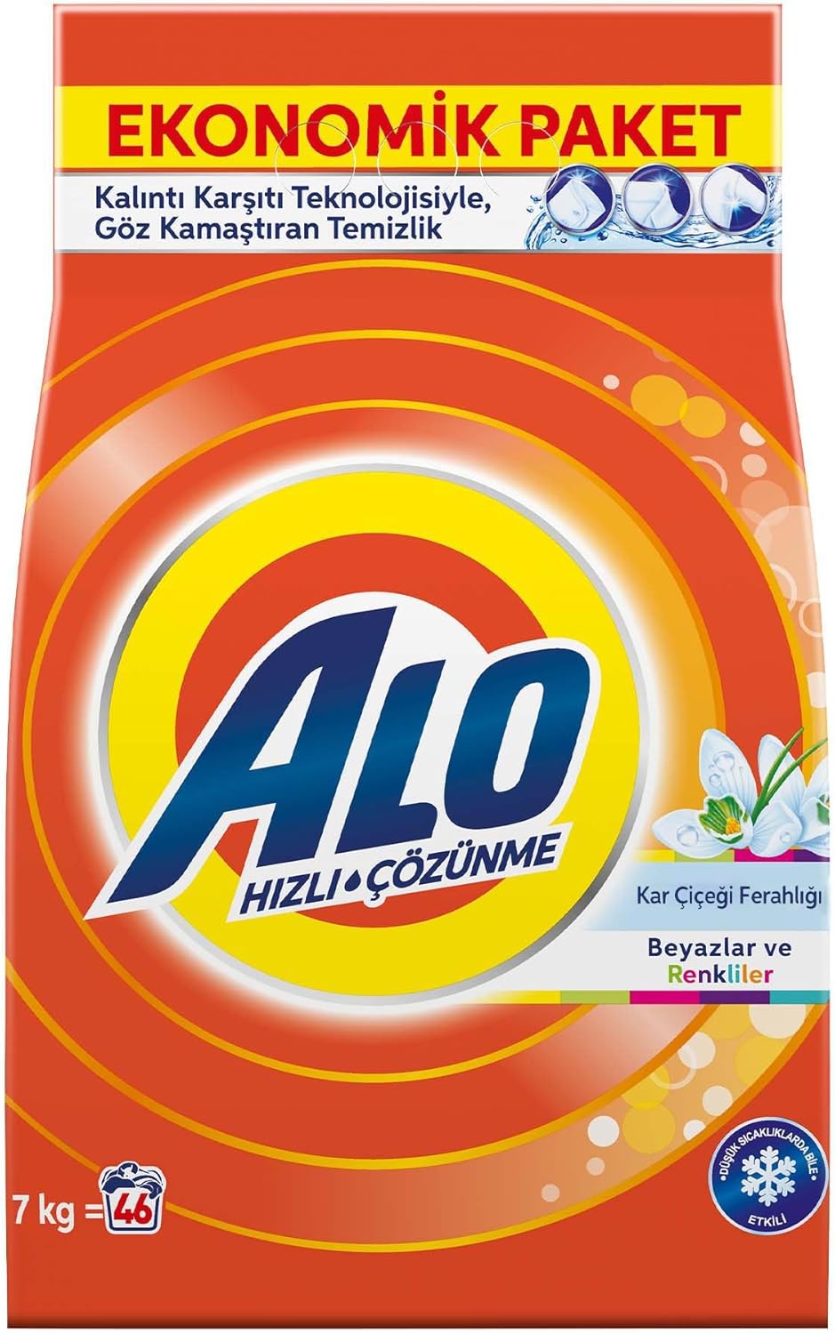 Alo 7 kg Kar Çiçeği Ferahlğı Beyazlar ve Renkliler Hızlı Çözülme Toz Deterjan