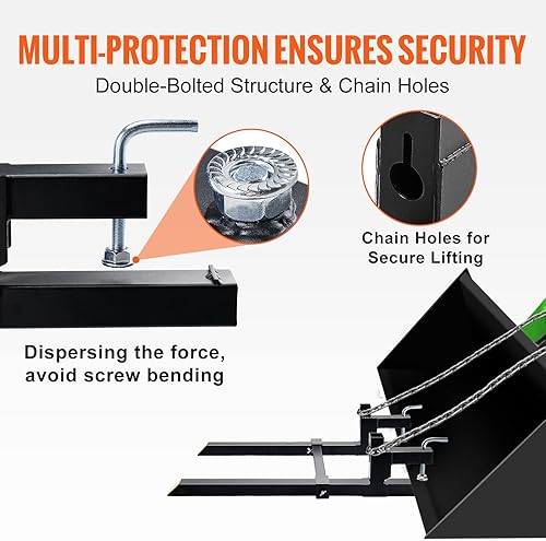 Miniatura 5 de VEVOR Horquillas para paletas, abrazadera de 2000 libras en horquillas de palet de 43 pulgadas de longitud total, horquillas para tractor con barra