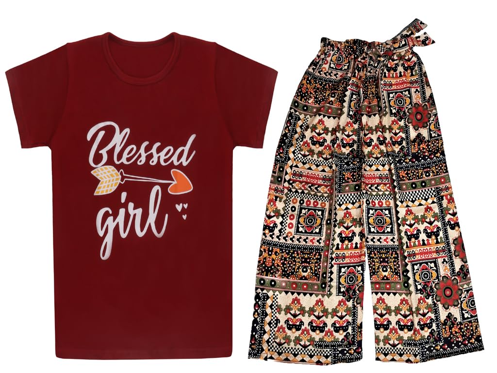 Snowball Regular Fit Printed Palazzo Pant and T-Shirt Top Set for Girls Combo Pack of 2. - Review, Price and Buying Guide
