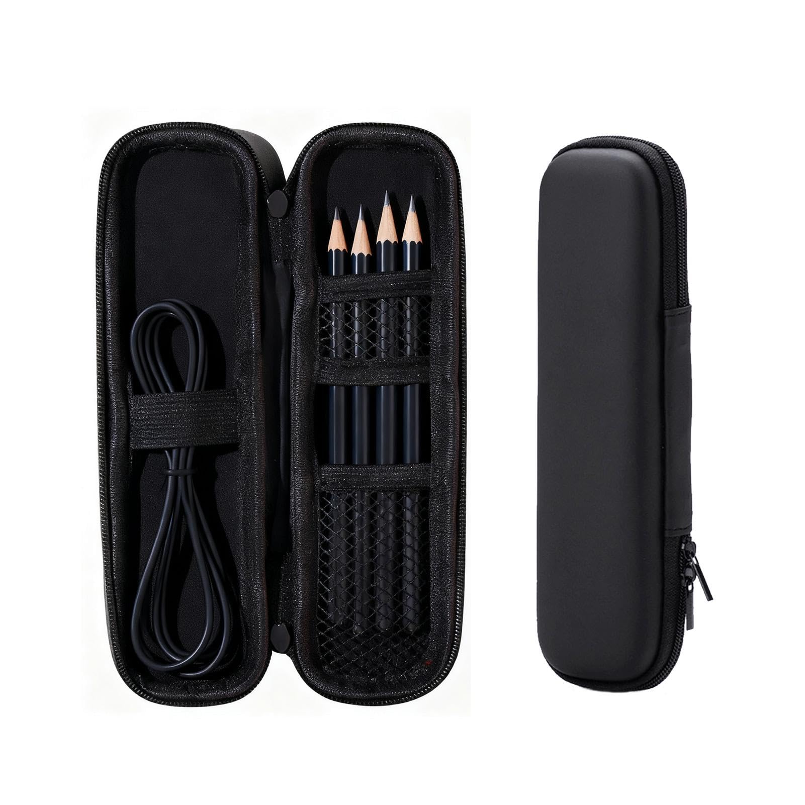 Zernavith Small Pencil Case,Black Hard Shell Pen Case Pouch,Makeup Bag