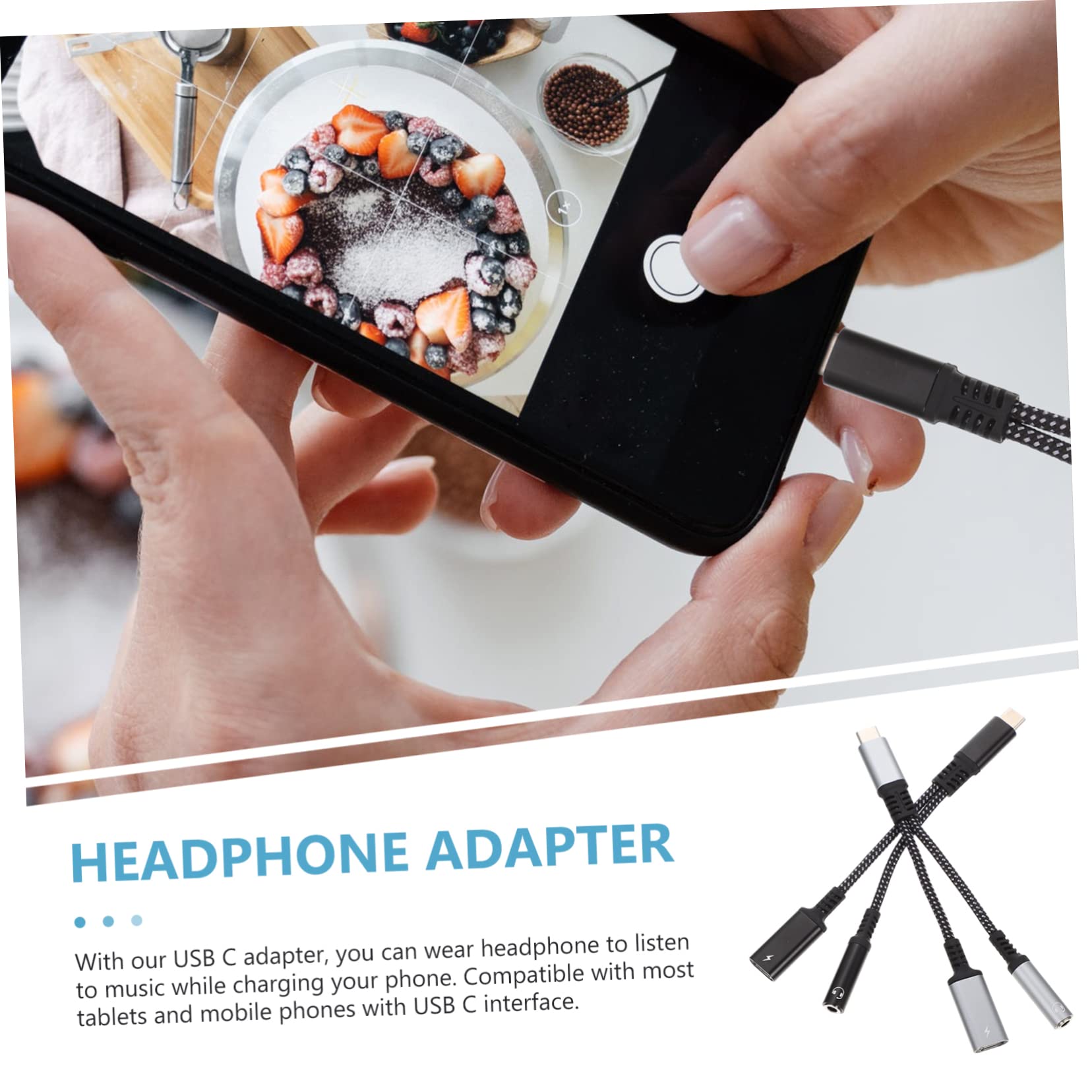 Uonlytech 3pezzi Adattatore Usb c Caricatore e Jack Audio c Compatibile Smartphone e e Materiali Cuffie e