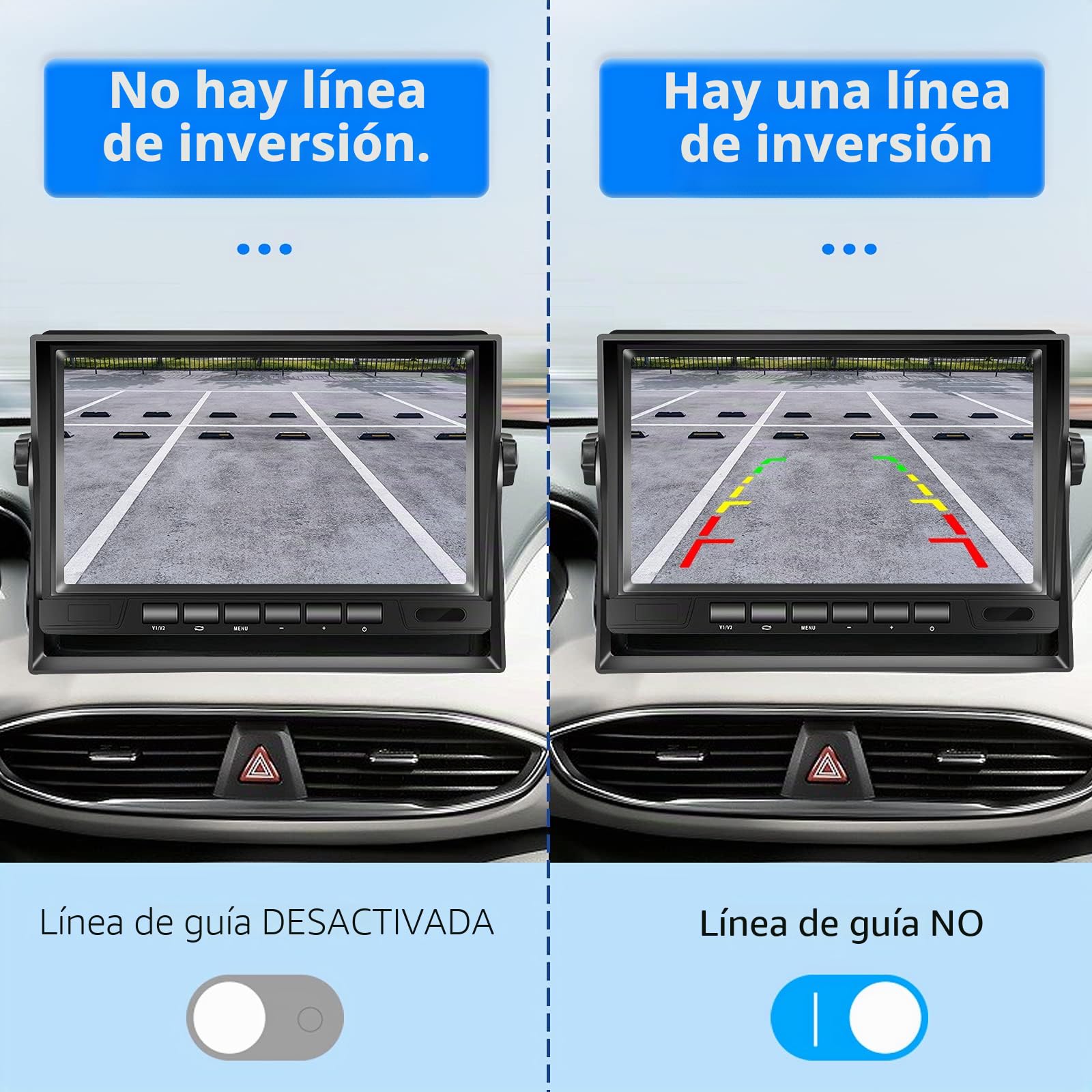 Podofo Cámara de Visión Trasera, Cámara con Ayuda de Estacionamiento con Monitor LCD de 7 ", Resistencia Al Agua IP69, Pautas para Casas Móviles/Camiones/Transporte Pesado (12-24 Voltios)