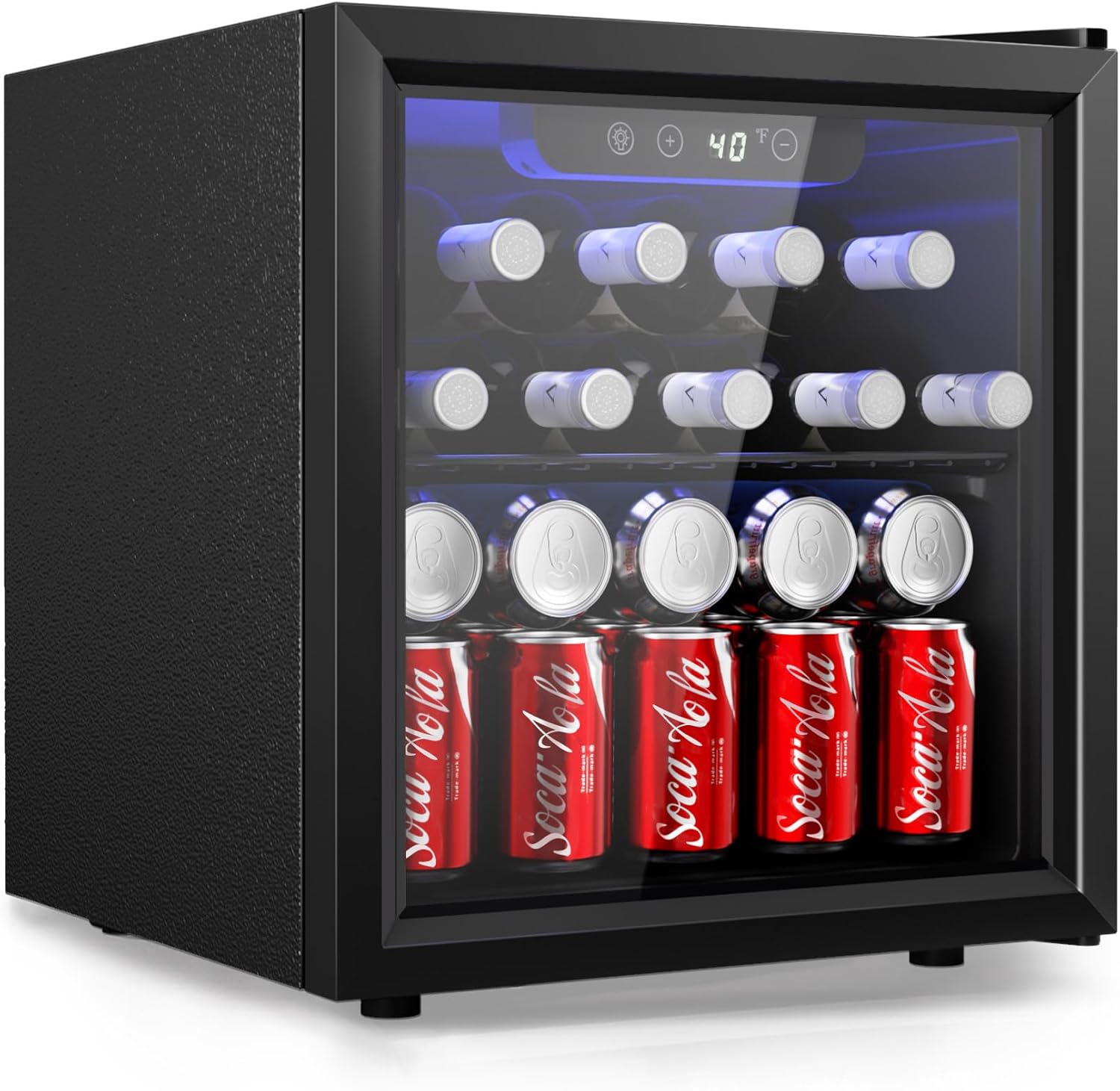 EUHOMY 48 Can Beverage Refrigerator cooler-Mini Fridge Glass Door for Beer Drinks Wines