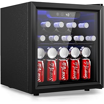 ZAFRO Mini Fridge 100 Cans Compressor Wine Cooler Refrigerator Freestanding Wine Cellar Front Glass Door and Temperature Memory Function for Soda Beer Bar Office Home 2.6 cu.ft