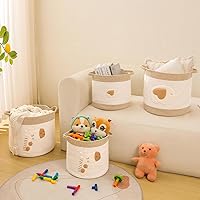 Vista 8 de Cestas Grandes de Mantas para Decoración de Sala de Estar, Cestas de Almacenamiento de Juguetes de Cuerda de Algodón Tejida Cesta de Almacenamiento