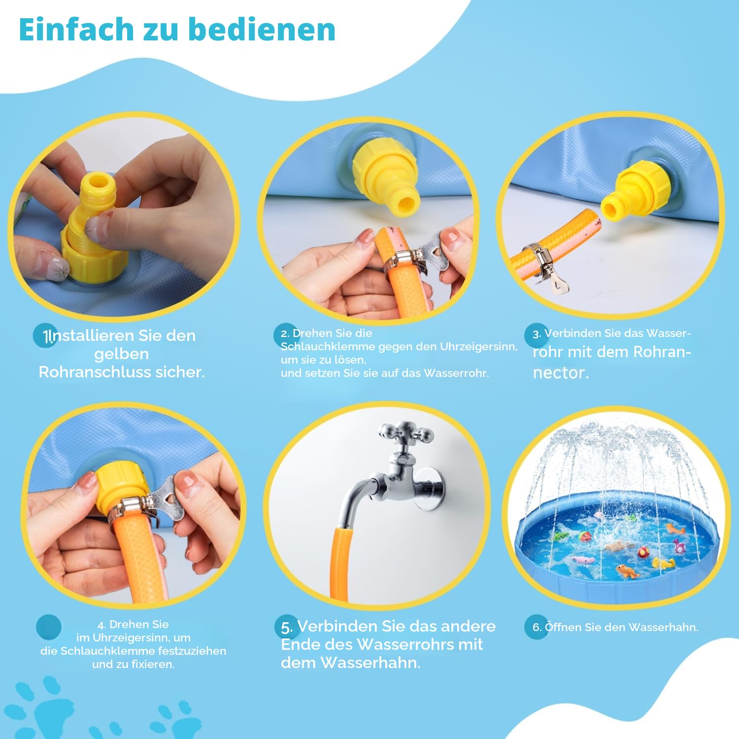 Nobleza Hundepool mit Sprinkler, Planschbecken für Große & Kleine Hunde, 2 in 1 Faltbarer und Tragbarer PVC Schwimmbecken für Hunde, rutschfeste Hundebadewanne für Den Somme, 120 * 30cm