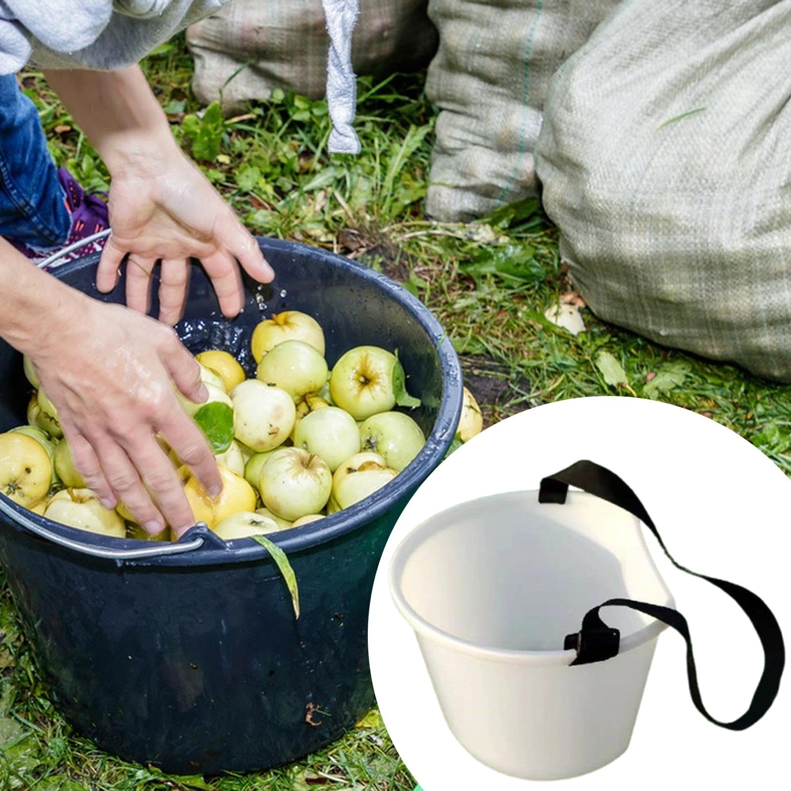 Gralara Cesta para Recoger Frutas con Correa de Hombro Ajustable, Organizador Multifuncional y Compacto para el jardín.