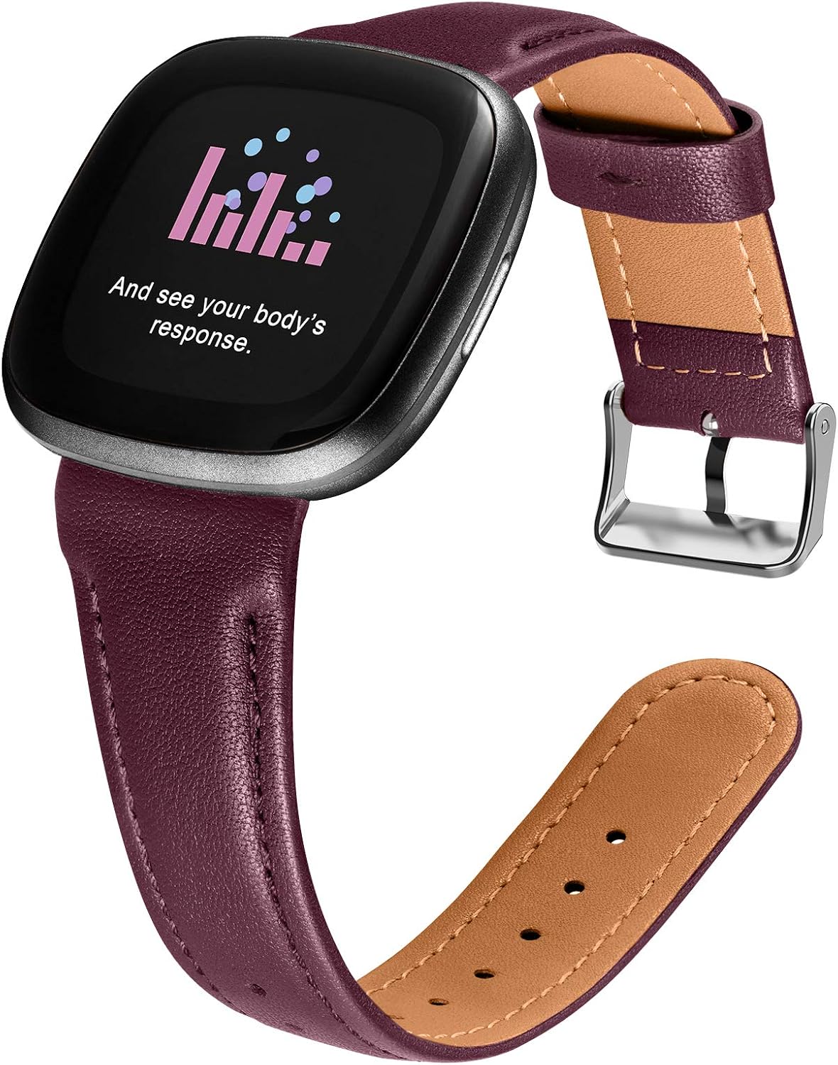 Adepoy Compatible with Fitbit Versa 3 Bands/Fitbit Sense Bands, Top Grain Genuine Leather Straps Replacement Wristbands for Women Men for Fitbit Versa 3/Fitbit Sense Smartwatch