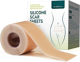 Silicone Scar Sheets (1.6” x 60” Roll-1.5M), Silicone Scar Tape Roll, Scar Silicone Strips, Reusable, Professional Scar Removal Sheets for C-Section, Surgery, Burn, Keloid, Acne et