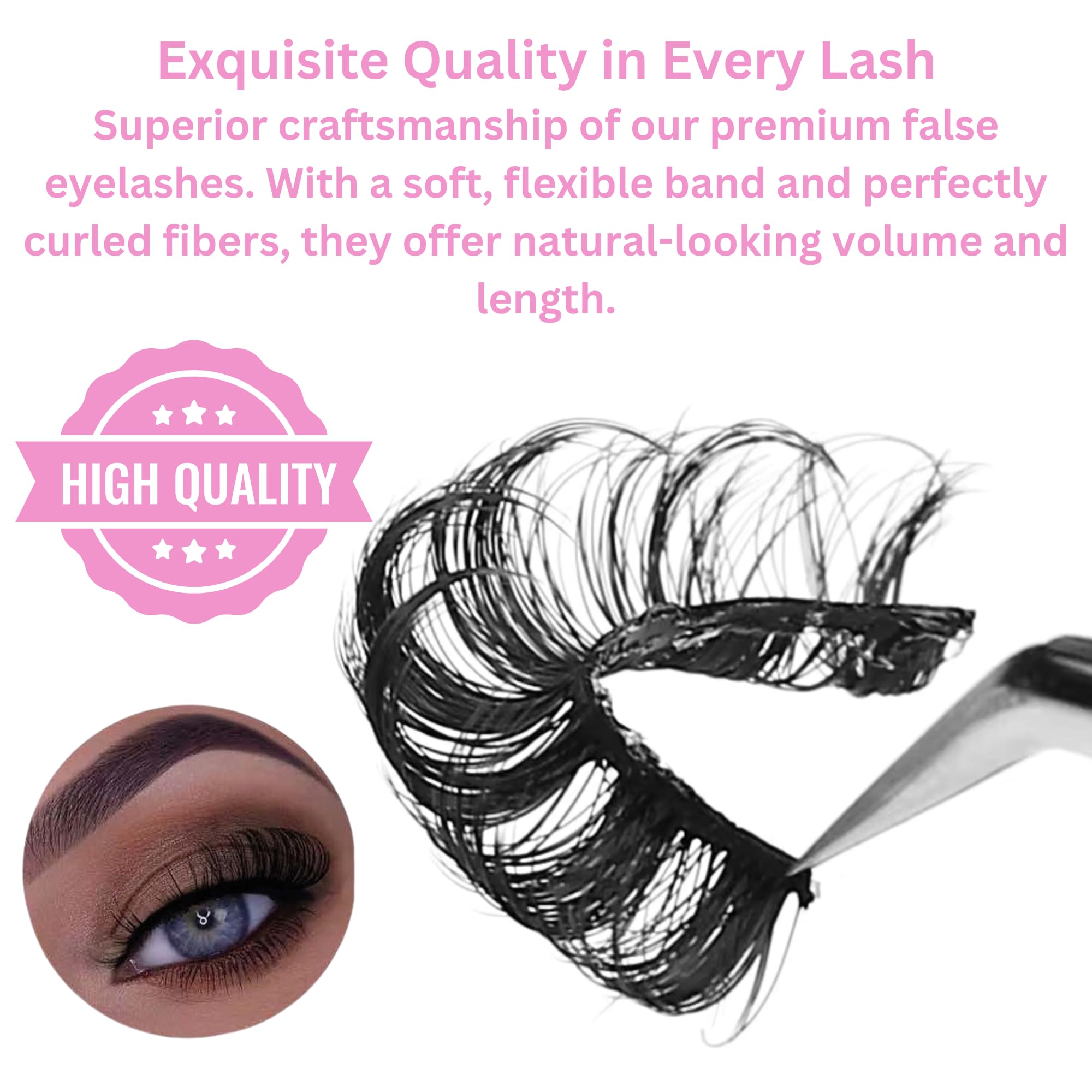 EeeWare Fluffy Wispy Cat Eye False Eyelashes - Lightweight Reusable Faux Mink Lashes for Natural Glam Look - 10 works - Image 4