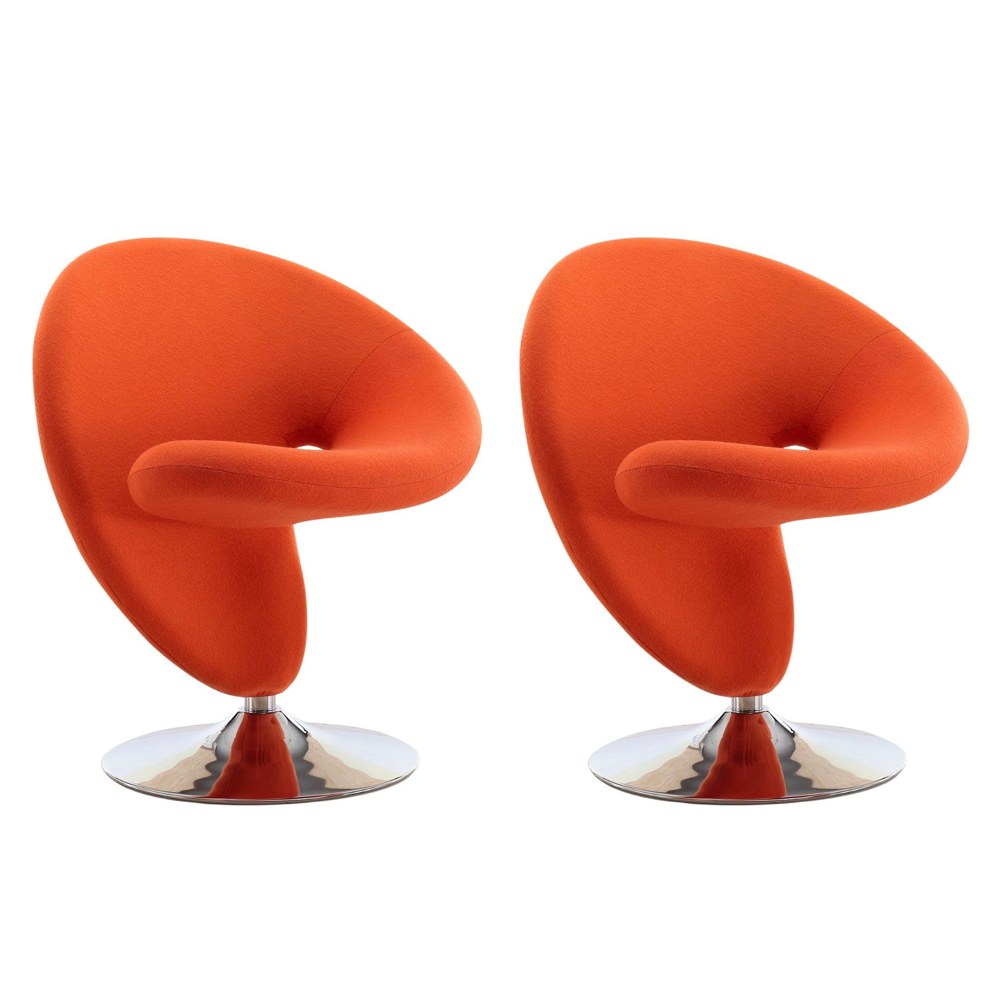 Photo 1 of Manhattan Comfort Curl Swivel Accent Chair Set of 2 - Orange