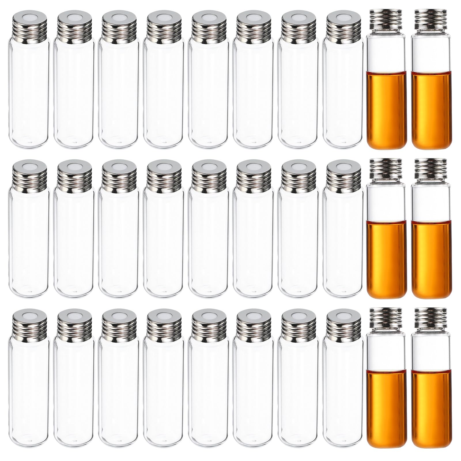 PATIKIL 20ml Klarglasfläschchen, 100er-Pack Headspace-Vials mit Schraubverschluss und flachem Böden aus Borosilikatglas Transparente Laborgläser für Laborwissenschaften