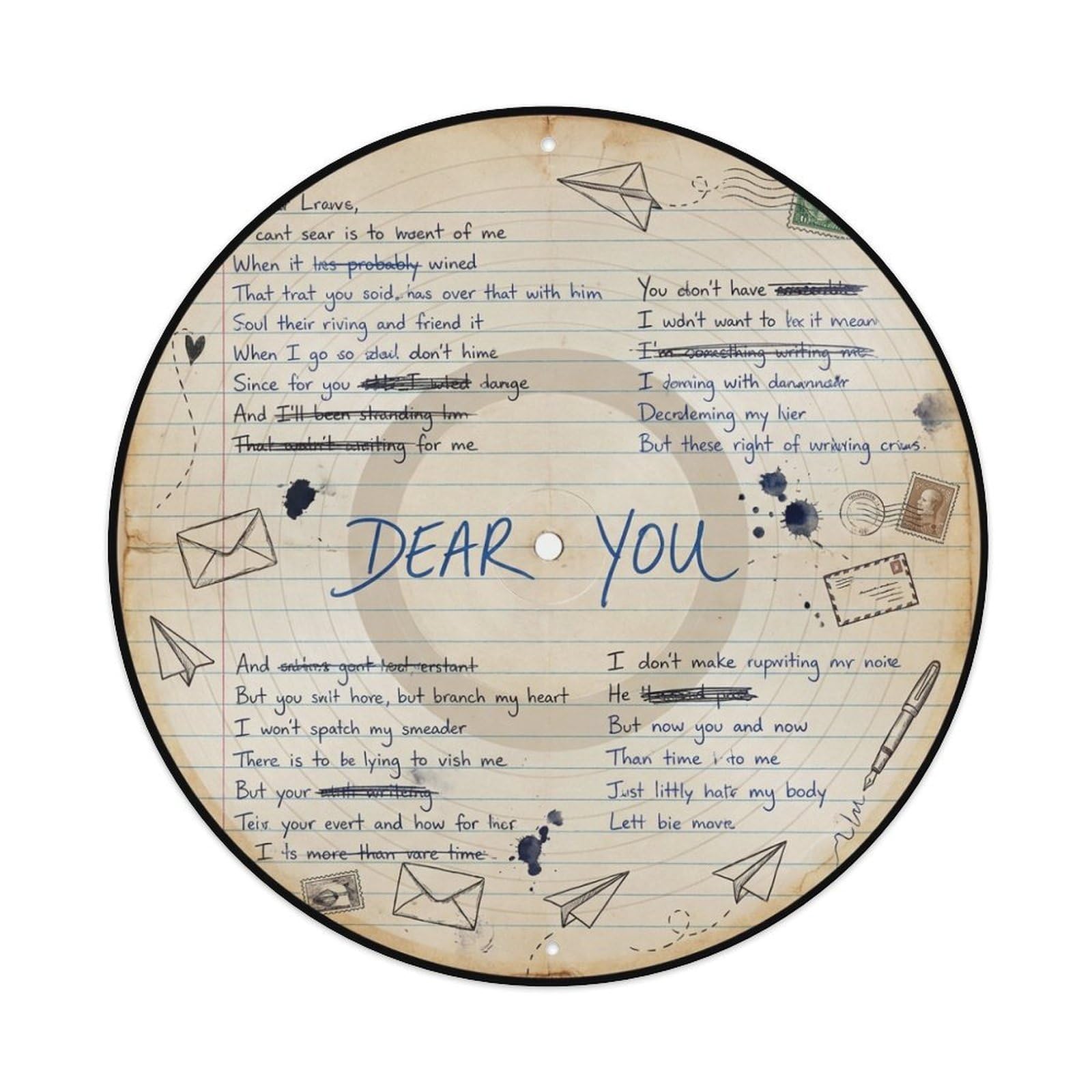 Handwritten Letter Vinyl Records Indie Music Cover Metal Tin Sign