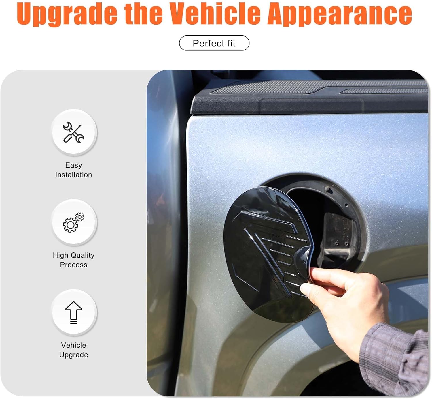 Fuel Tank Cap Cover Trim Compatible with Toyota Tacoma 2024 2025 2026, Oil Gas Cap Sticker Exterior Decoration Accessories (Black)