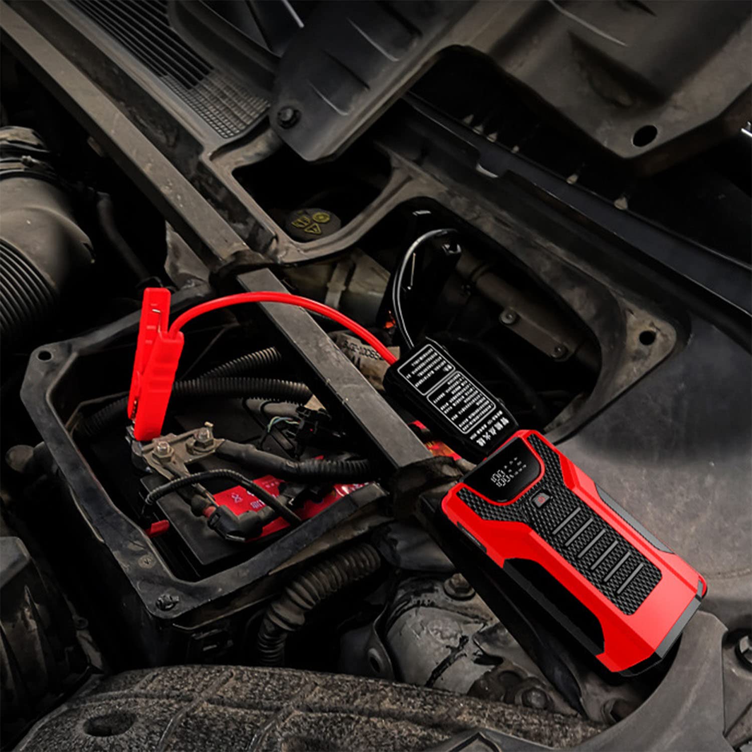 Arrancador de batería de Coche, 1000 A, 28 000 mAh, portátil, 12 V, para Motores de Gasolina de hasta 6 L y diésel de 4 L, con Pinzas Inteligentes.