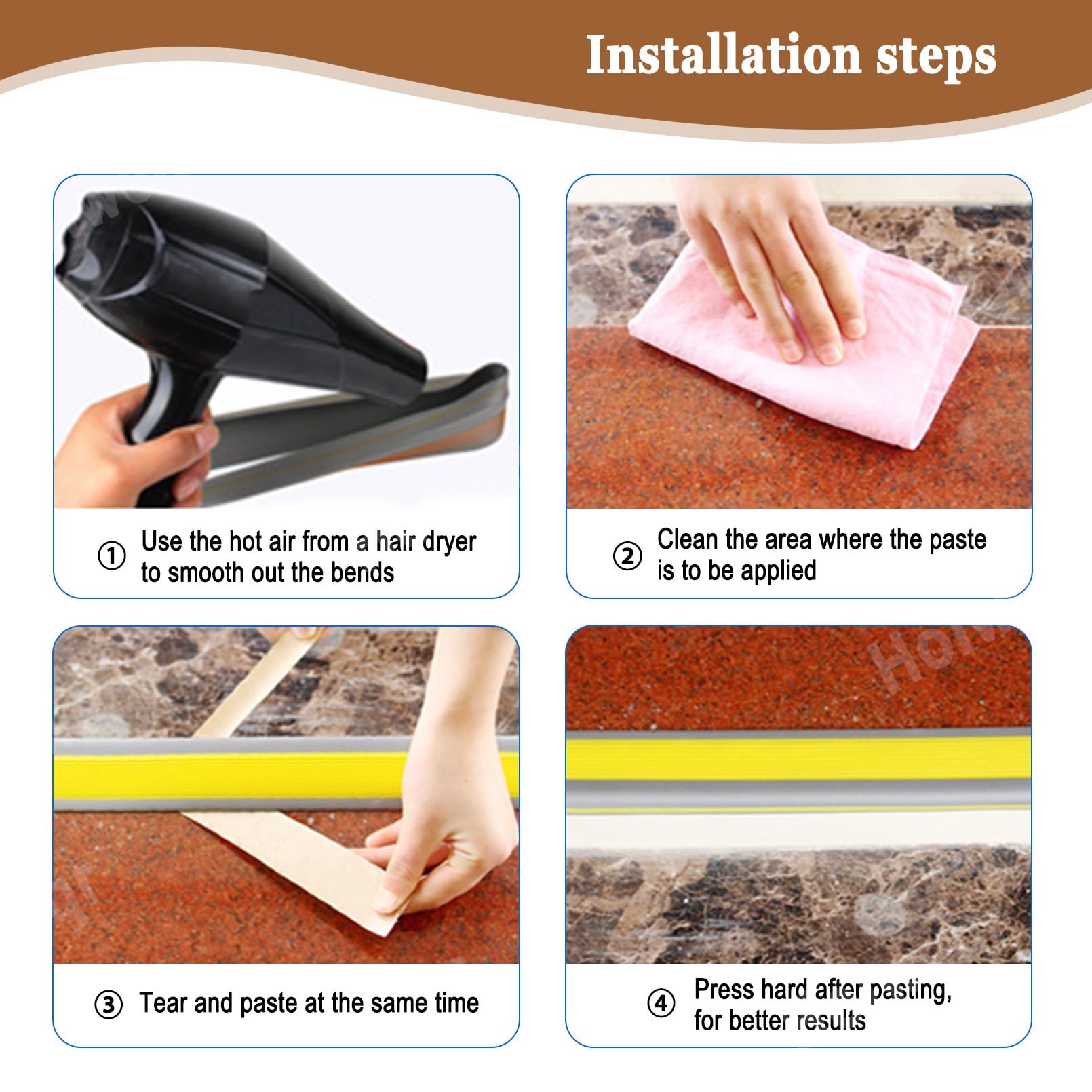 Perfil de Borde de Escalera Tira Antideslizante Tira, Perfil de Escalera de Plástico PVC Autoadhesivo, Ancho 1,4 × 2,7in, Para Peldaños de Interior Y Exterior, Tiras Antideslizantes Para Peldaños(Gray