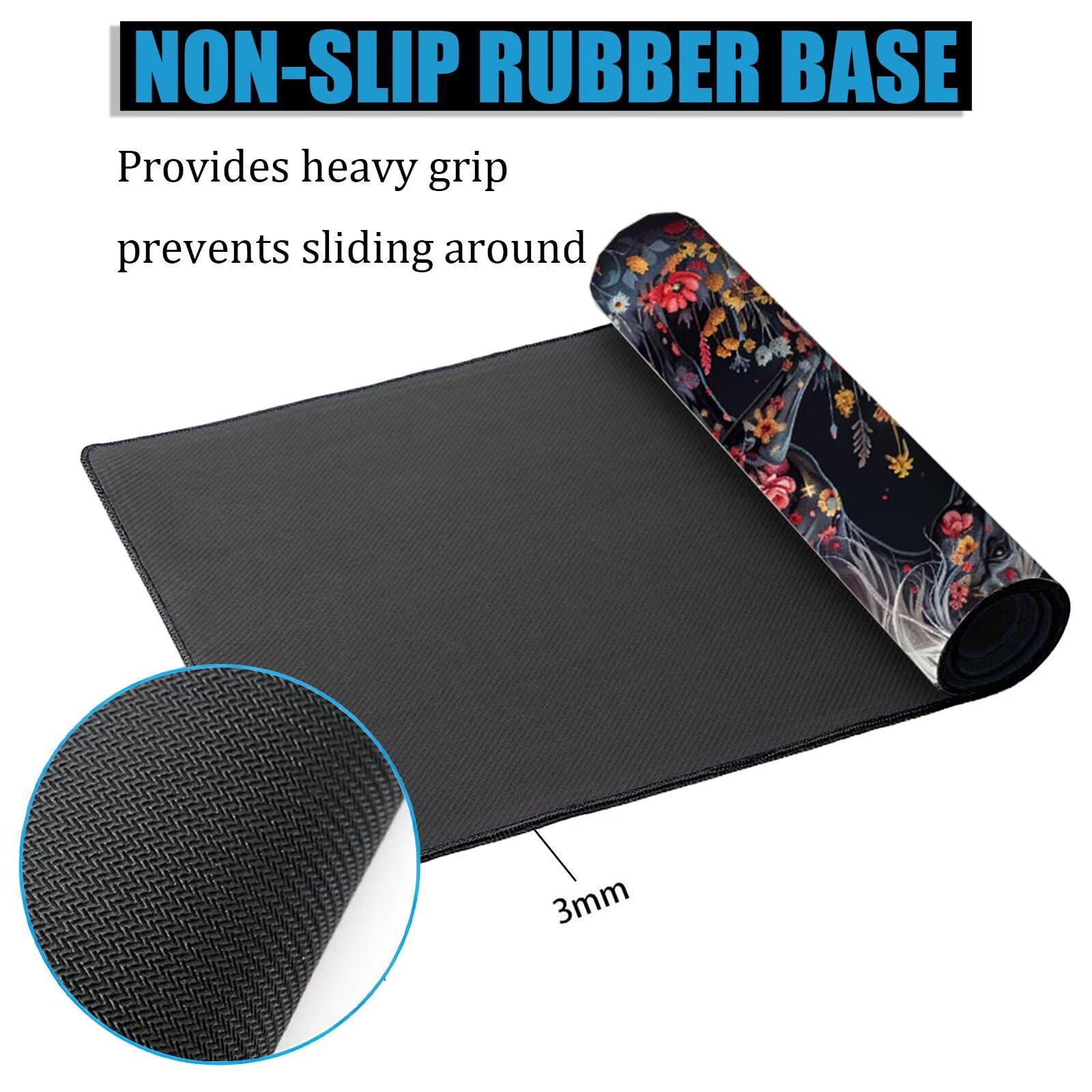 XXL Tappetino Mouse 1500x800 mm Gaming Cavallo Sottomano Scrivania Ufficio, Peonia Mousepad Antiscivolo con Base Stabile, Tappeto per Mouse e Tastiera, Accessori Scrivania Gaming, Lavoro, PC H0-1077