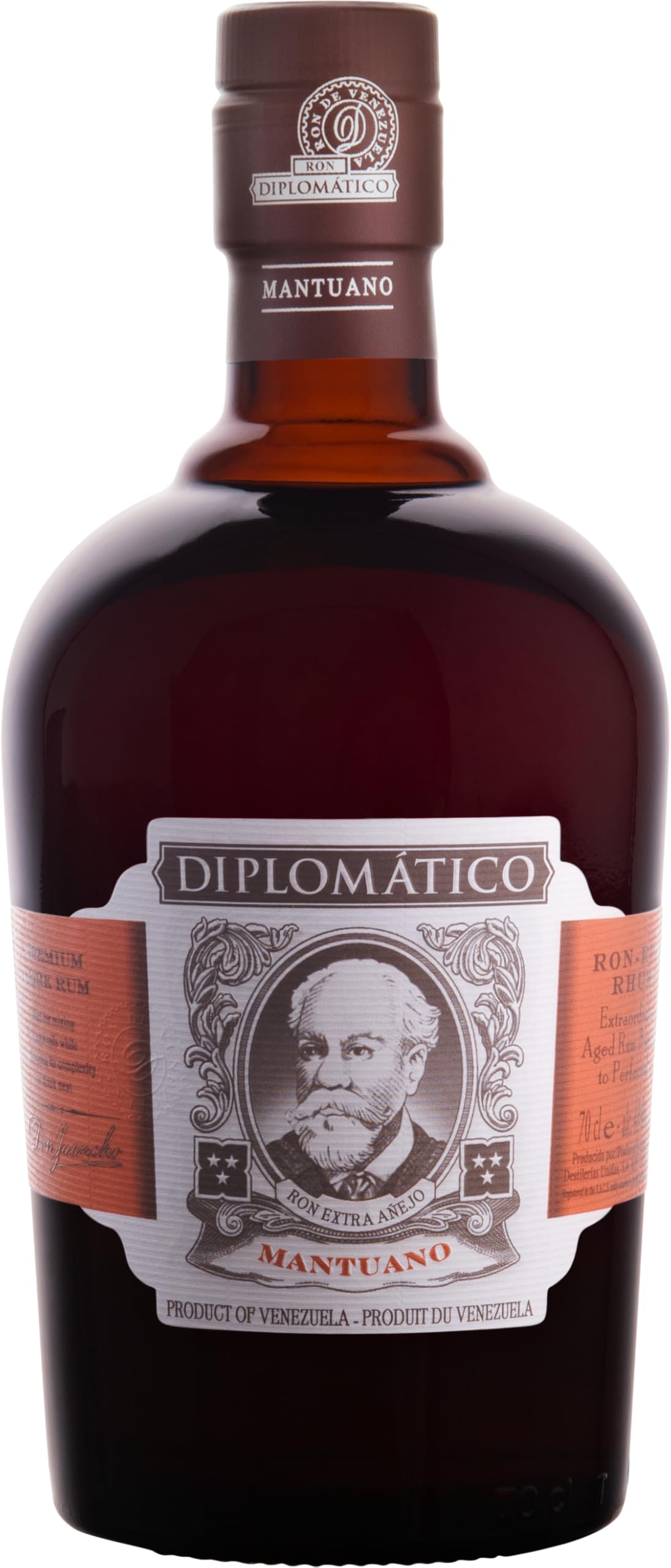 Diplomático Mantuano - Premium Dark Golden Rum from Venezuela - 40% ABV - 70cl Bottle