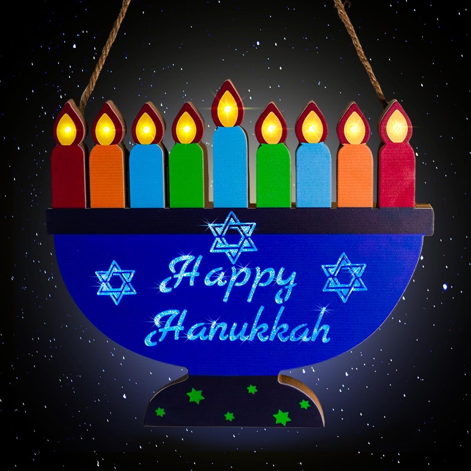 [ Lighted ] Hanukkah Lights Menorah Battery Operated