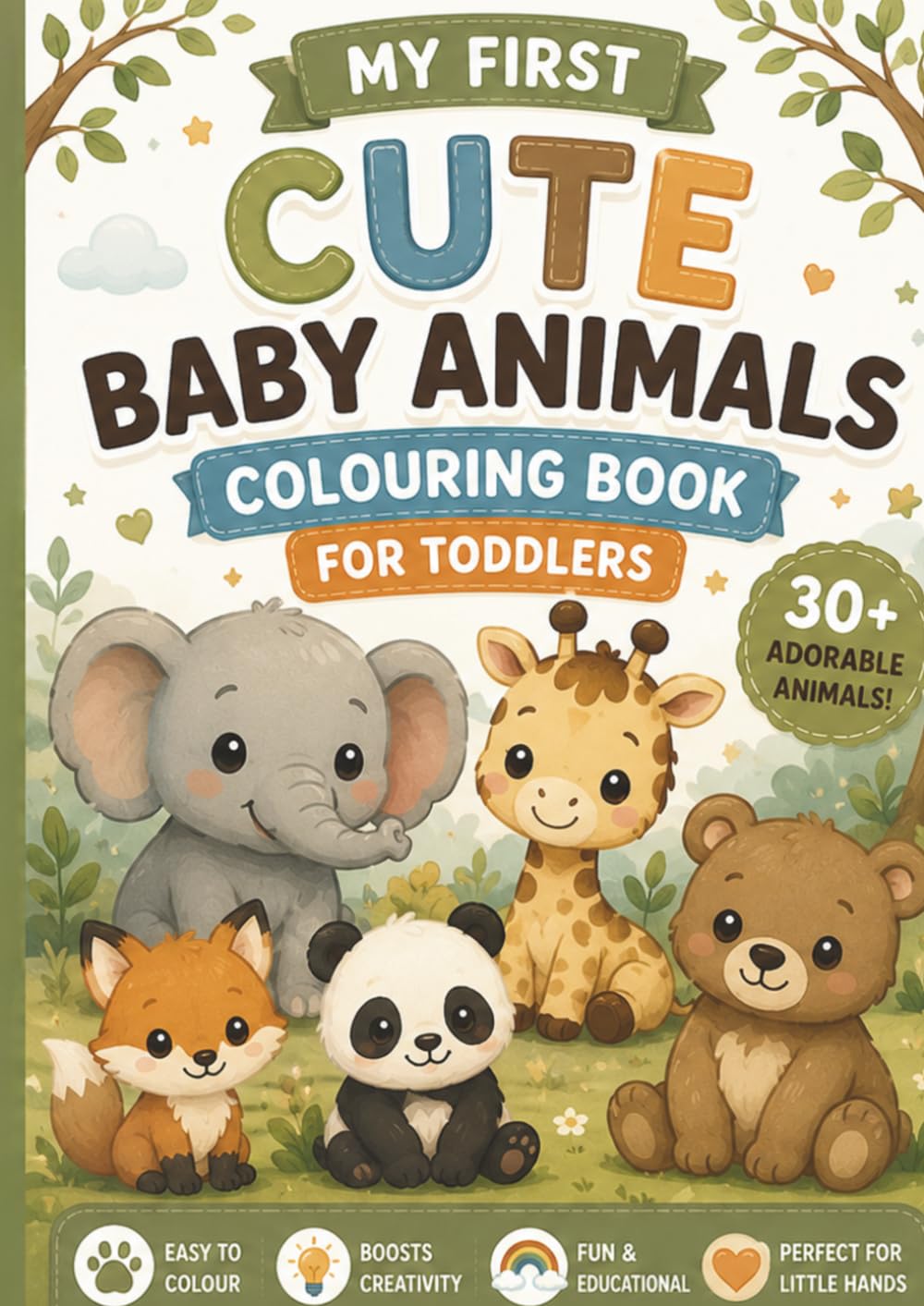 Baby Animals Colouring Book for Toddlers Ages 2–4: Cute and Easy Baby Animal Colouring Pages Featuring Farm Animals, Jungle Friends, Ocean Creatures & Woodland Babies for Preschool Kids