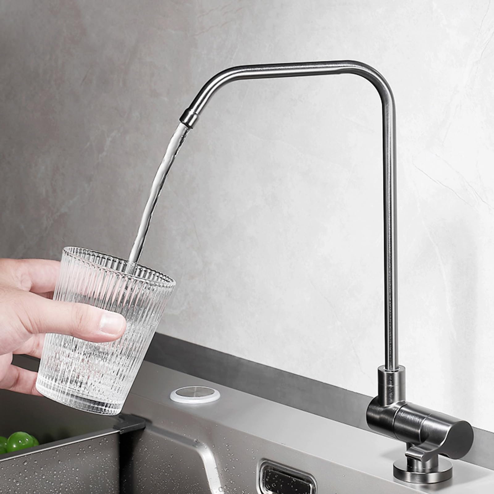 Wdsopk Gray Faucet Folding Kitchen Sink Faucet With Drinking Water Filter Single Cold Tap
