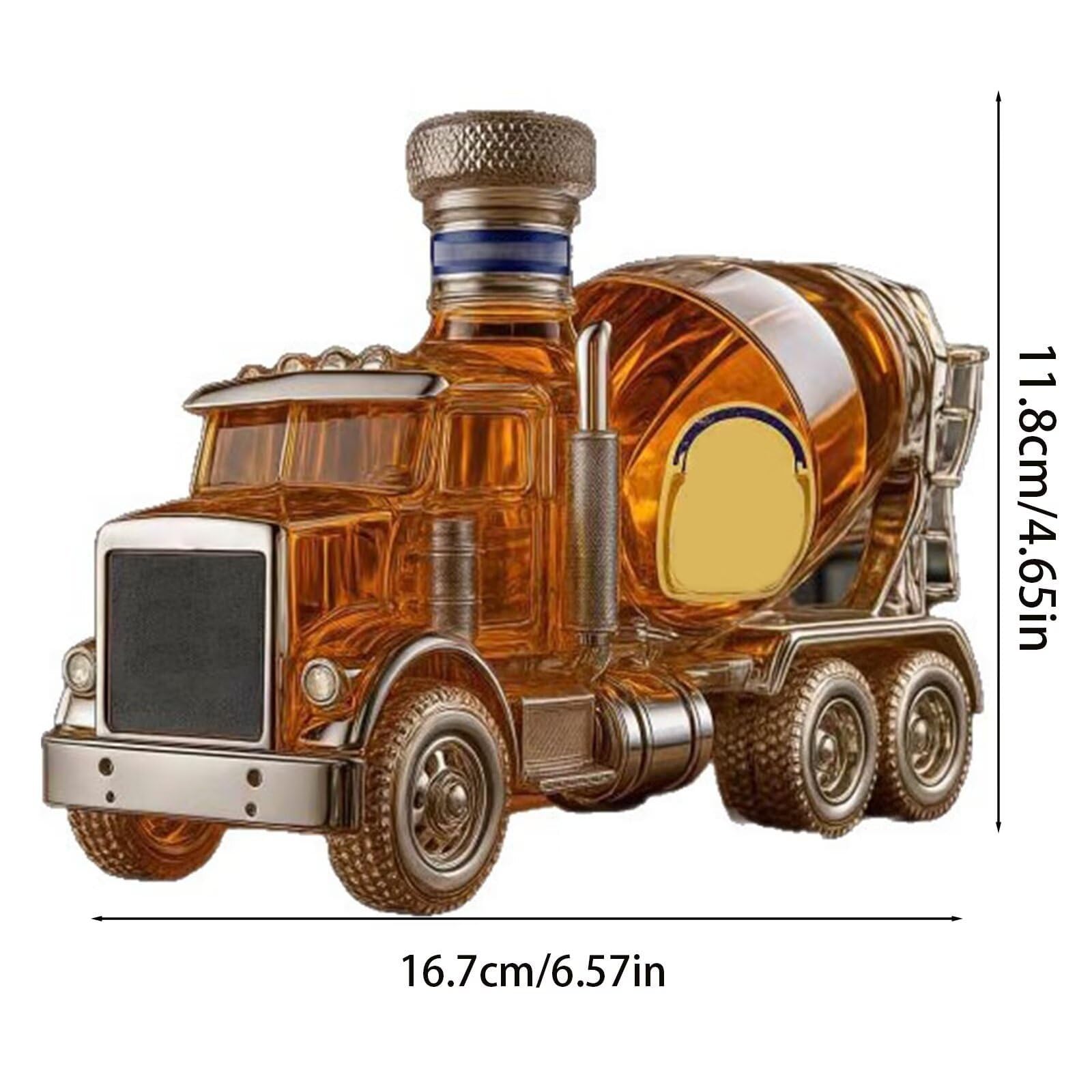 300ML Decantador Whisky Arte Escultura - Decantador De Whisky De Vidrio Con Forma De Camión Mezclador De Cemento 3D, Estatua Artística De Botella De Vino Novedosa Con Tema De Coche(D)