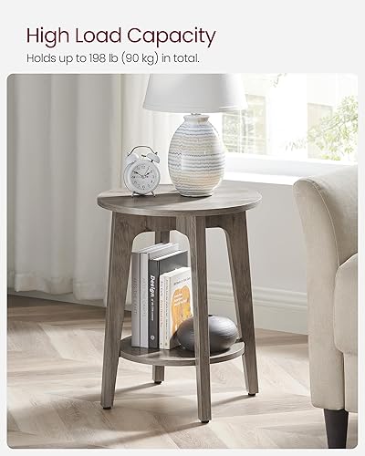 Miniatura 7 de VASAGLE - Mesa auxiliar, pequeña mesa auxiliar redonda con estante inferior, mesita de noche para espacios pequeños, sala de estar, dormitorio,