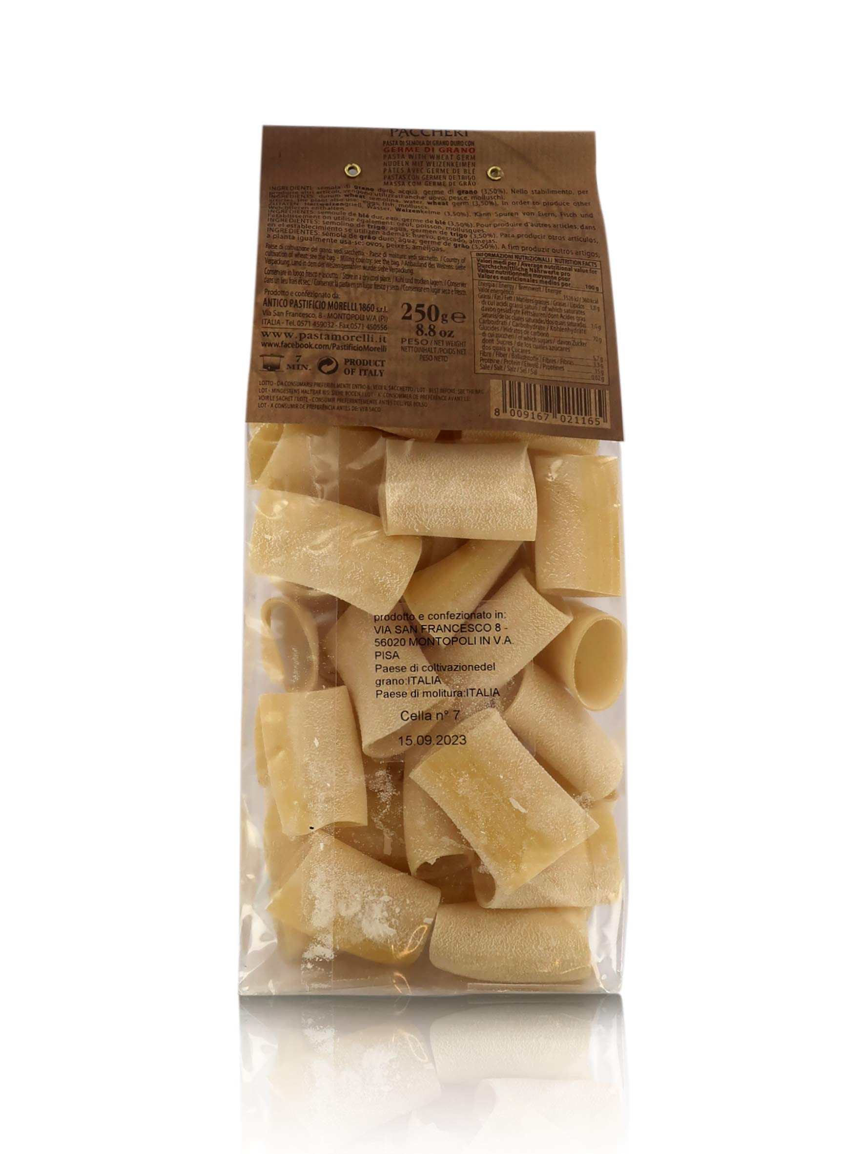 Paccheri, Pasta Italiana De Germen De Trigo - Lote de 6 x 250g