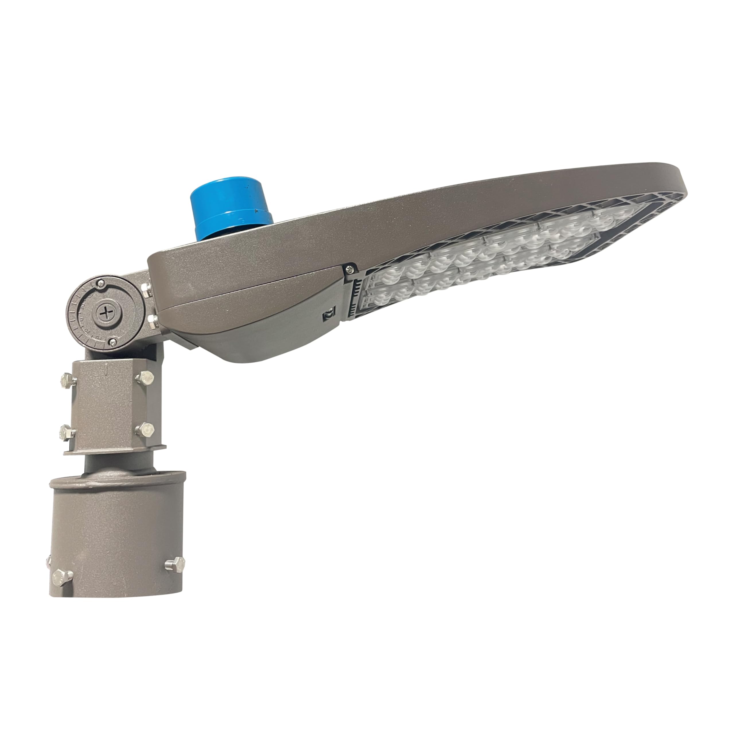 1 Pack Round Tenon Adaptor Bracket and 1 Pack 200W LED Parking Lot Light 5000K LED Parking Lot Lights with Photocell Slip Fitter 24000lm Shoebox Pole Lighting for Street Area Stadium (ZJ008+LD182)