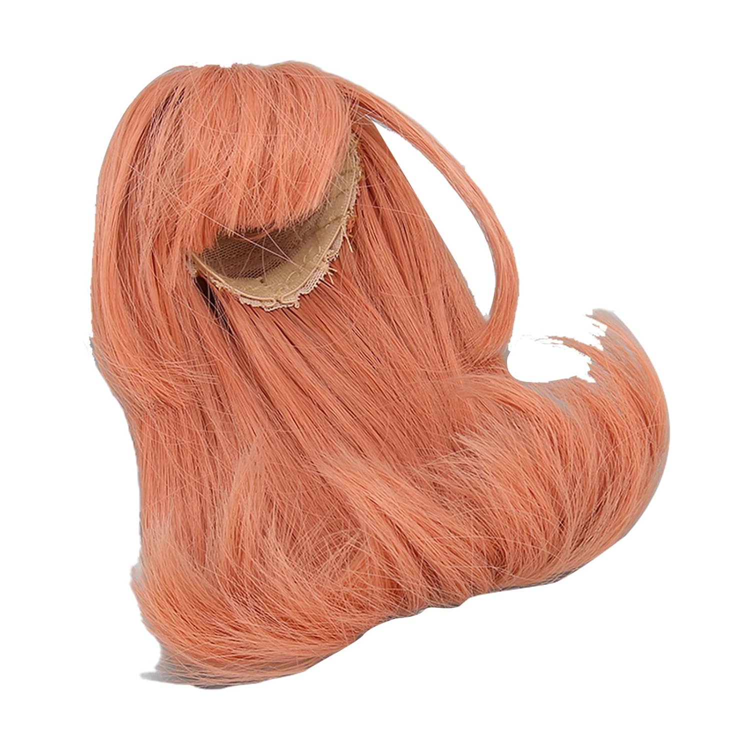 1/6 Ball Jointed Doll Wig BJD Wig Doll Hair Replacement with Simulated Scalp & Bangs High Temperature Silk for 15.5-17cm Dolls (Carrot Color)