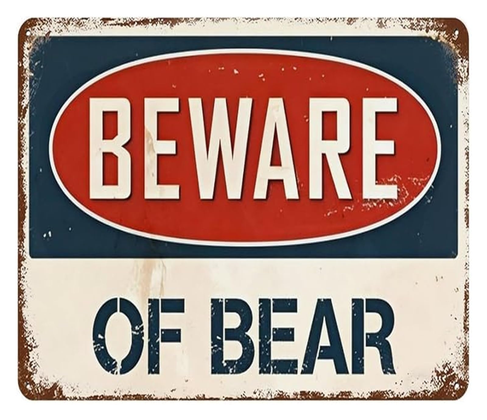 FNYUVNFAF Retro Wildlife Warning Aluminum Sign Beware of Bear Humor Wall-Art for Garage Man Cave Cabin (8 X 12 in)