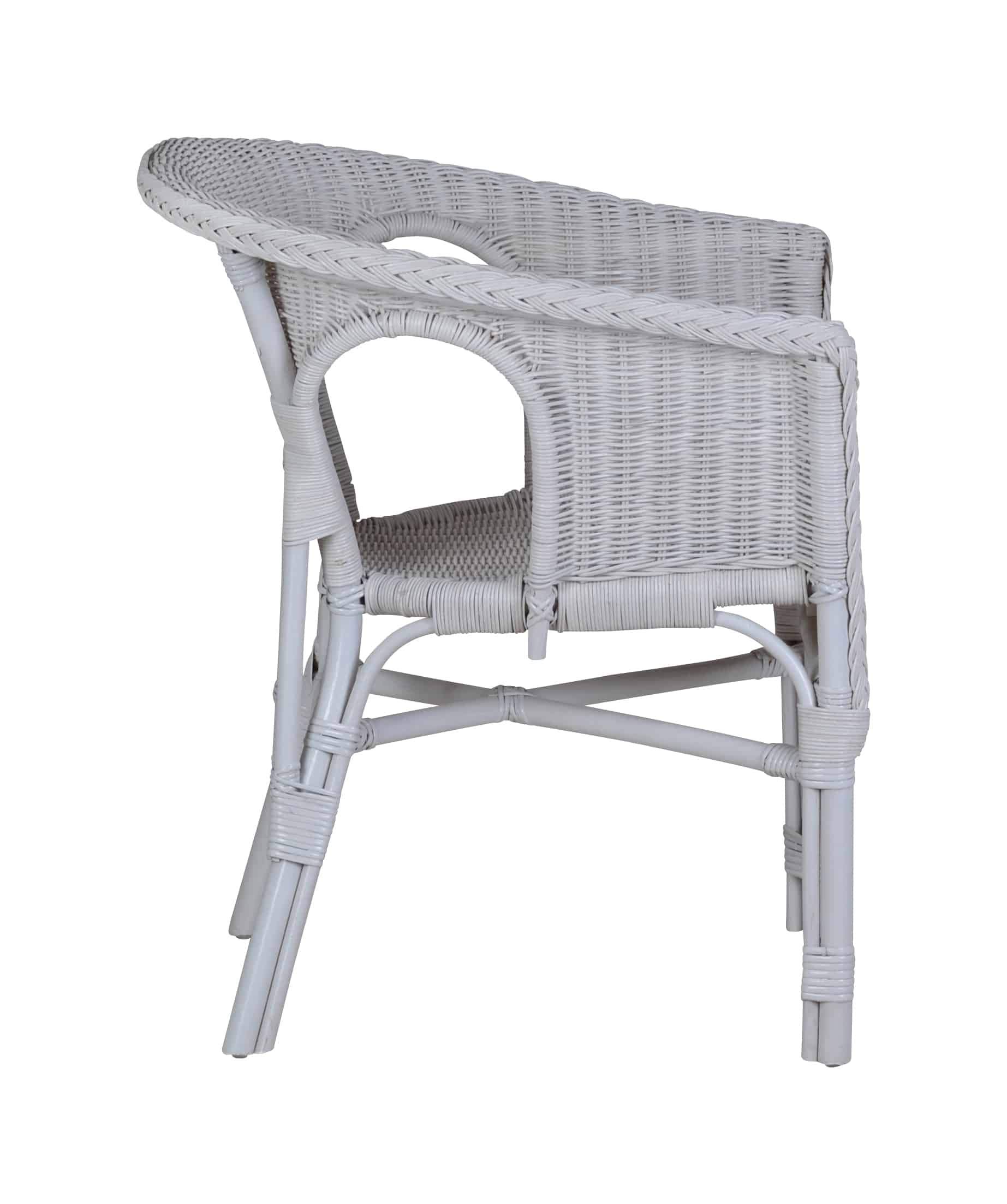 Armlehnstuhl Rattan 57x75x56 cm Landhausstil Rattan Weiß