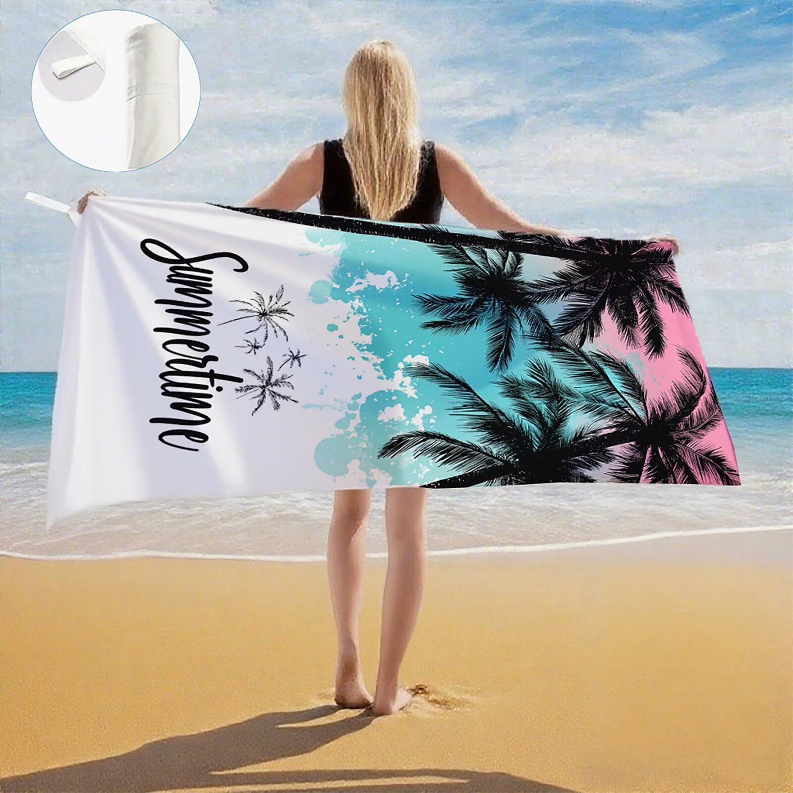 Telo Mare Microfibra, Telo Mare Grande 200x100 cm Set da 2, Antisabbia Asciugatura Rapida Assorbente Salvietta da Spiaggia Asciugamano per Palestra Piscina Viaggi Picnic, Regali Donna Estate Q-713