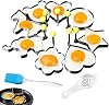 Stainless Steel Fried Egg Shaper Pancake Mold, 8 Pcs Omelette Molds, 8 Shapes Non-Stick Omelet Form Maker with Handle for Sandwich Burgers Pancake