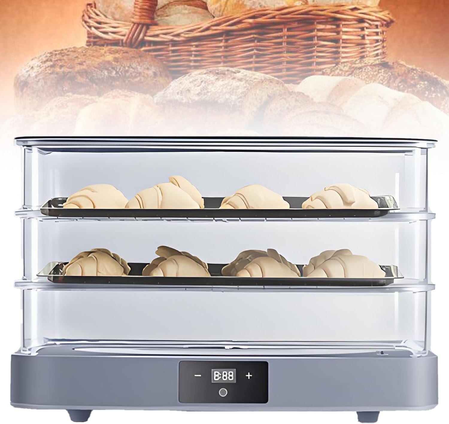 Advanced 40L Dough Proofing Box with Digital Controls, Set & Forget Timer (1min-24h), Maintains Perfect Humidity for Baking at Home