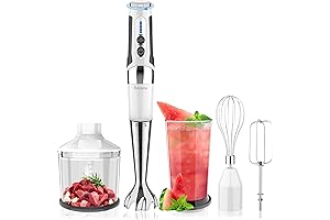 HAND CORDLESS IMMERSION BLENDER, 4-IN-1 3-ANGLE USB RECHARGEABLE