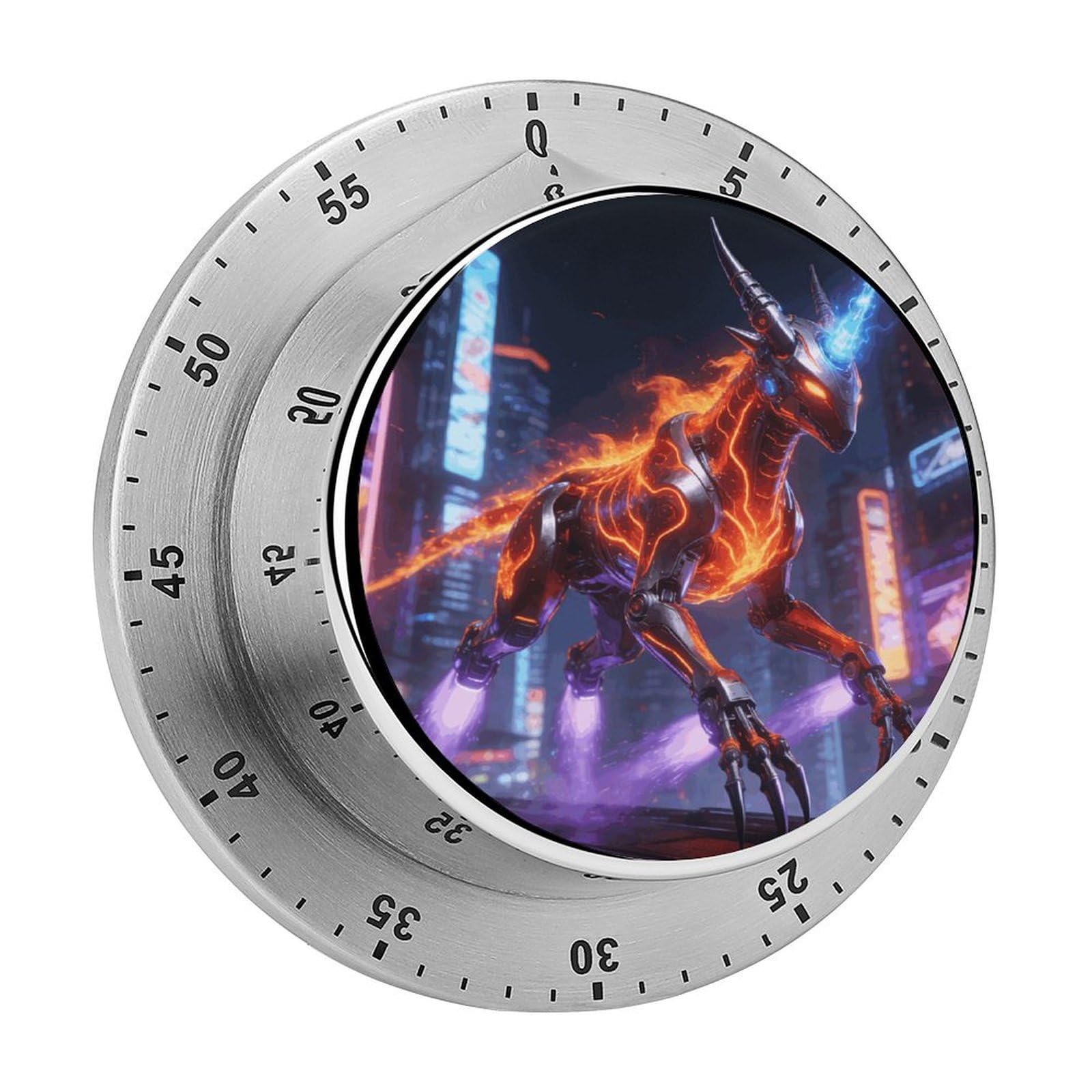 Mechanical Unicorn Mechanical Kitchen Timer, Magnetic Stainless Steel Countdown Timer, Loud Alarm Cooking Timer for Baking, Cooking, Fitness, Classroom, No Battery Needed