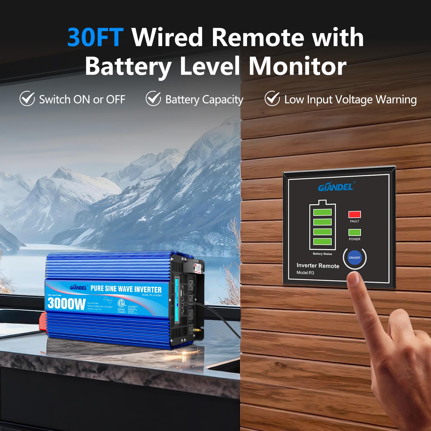 Amazon.com: GIANDEL 3000 瓦純正弦波電源逆變器ETL UL458 列出12 V 至