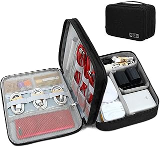 شنطة تنظيم متعددة الاستخدامات للسفر، مصنوعة من 3 طبقات من البوليستر المقاوم للماء ومزودة بـ4 جيوب قابلة للإزالة لحمل لأقلام والكاميرا من يوبامي - أسود