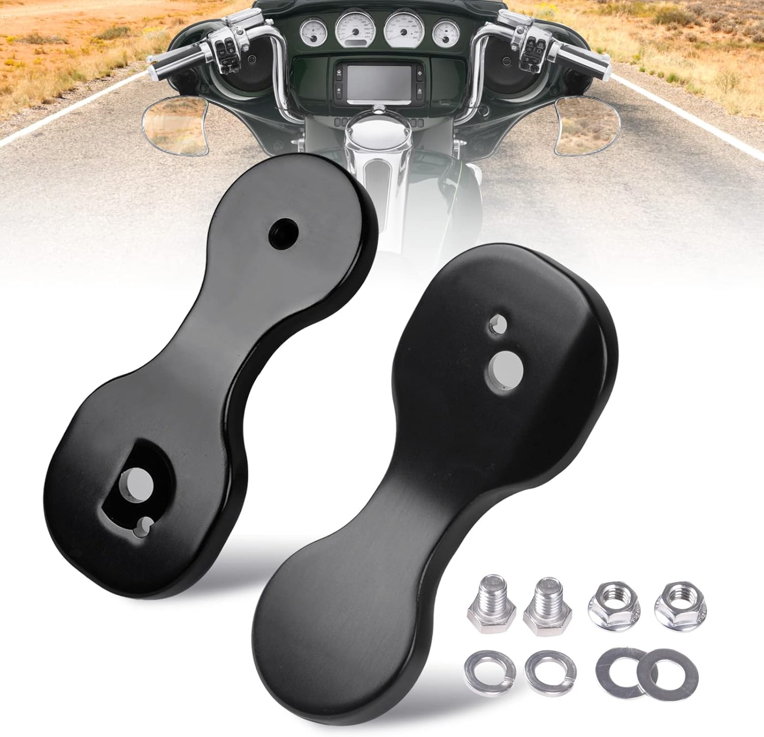 Motorcycle Mirror Drop Bracket Adapter Rear View Mirror Spare Relocator Mount Relocation Kit for Harley Touring Street Glide CVO Bagger with Batwing Fairings 2014-2022 (One Pair,Black)